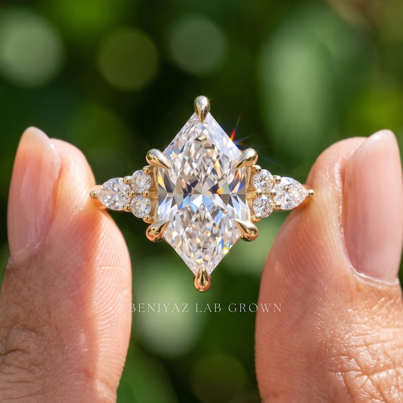 Dutch Marquise Engagement Ring, Nature Inspired Lab Grown Diamond Ring