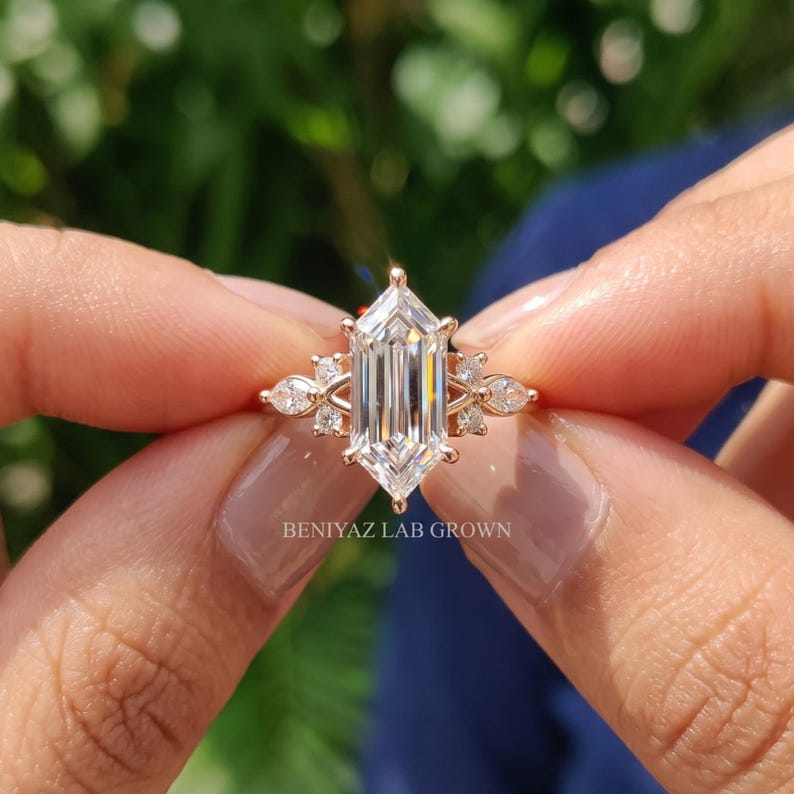 Dutch Marquise Step Cut Diamond Engagement Ring