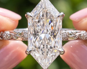 Dutch Marquise Moissanite Engagement Ring, Vintage Engraved Floral Solitaire Ring, Nature Inspired 14K Gold Flower Promise Ring