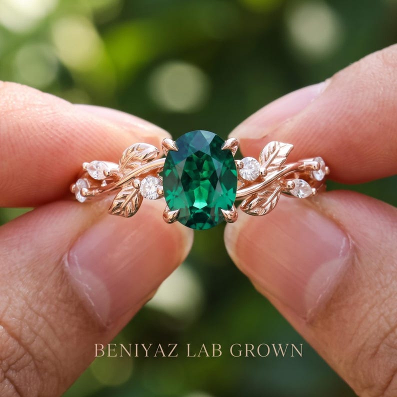 1.00Ct Oval lab grown diamond Emerald Ring
