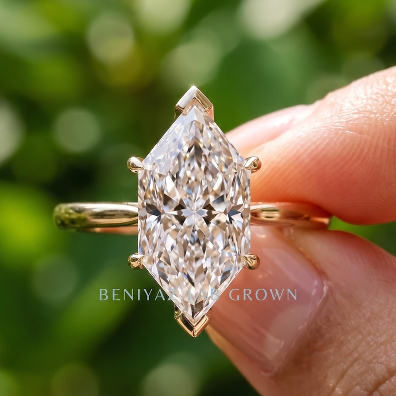Minimalist Engagement Ring, Dutch Marquise Lab Grown Diamond Ring