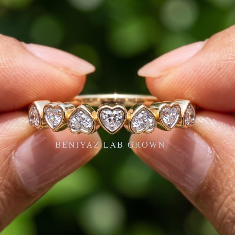 Heart Eternity Band, Lab Grown Diamond Promise Ring for Her