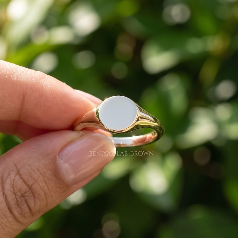 Silver Signet Ring for Women, Custom Engraved Initial Signet