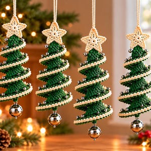 Haakpatroon voor een kerstboom, windmolenornament - handleiding voor een hangende kerstdecoratie in spiraalvorm (PDF)