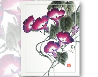 Note Cards  "Morning Glory" - Watercolor Chinese Brush Painting