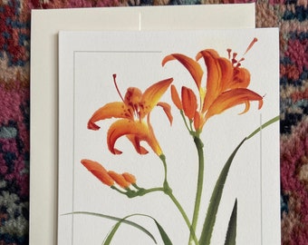 Daylily cards, orange color, delicate as her, special note card