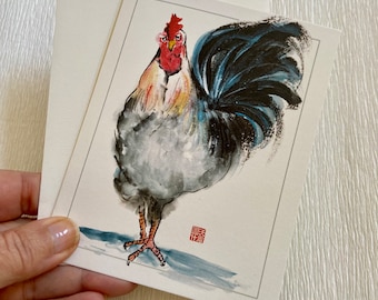 rooster, note card, animal