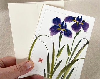 Iris, flowers, painting, cards, notecards. personal messages, love letter