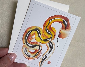 Note Cards of "Vibrant Snake" - Watercolor Chinese Brush Painting