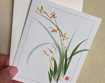 Note Cards of "Wild Orchid" - Watercolor Chinese Brush Painting