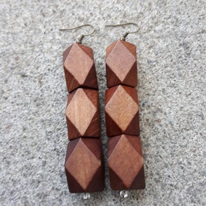 Contemporary Wood Earrings, Boho Chic, Geometric Woid Earrings, Statement Earrings, Lightweight Earrings, Dangle Earrings, Stylish & Unique