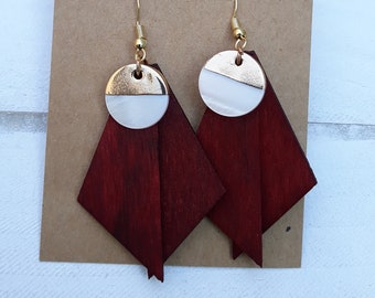 Hand Painted/ Laser Cut Wood Earrings