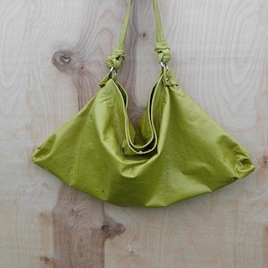 Lime Green Lambskin Leather Hobo Bag