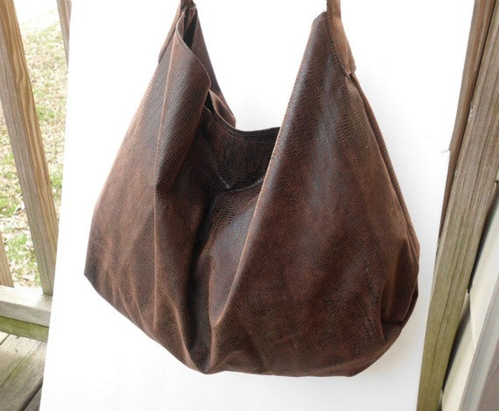 Brown Faux Suede Hobo Bag Crocodile Print NOT IN STOCK - Etsy