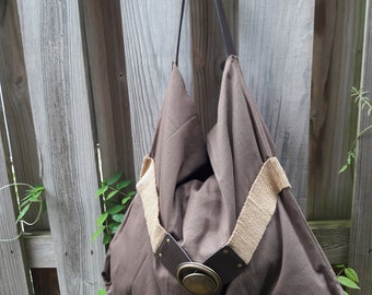 Brown Boho Style/ Hobo Bag w/ Leather Strap