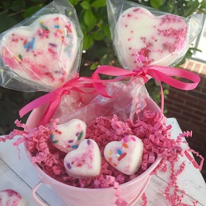 Heart Shaped ,Moisturizing Bath Truffles, Gift Set, Shea Butter, Bath Bombs, Spa, Therapy, Fizz, Bubbles, Bath Treats,Truffle Pops