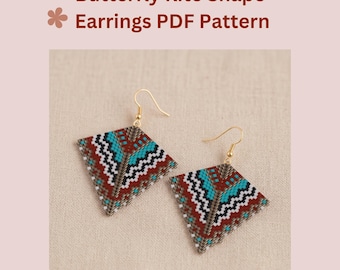 Butterfly Kite Earring Pattern PDF, Peyote Herringbone Miyuki Delica Beaded Earrings, Digital Download