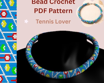 Tennis Lover Bead Crochet Rope Pattern PDF, Sports Theme Seed Beaded Necklace & Bracelet, Digital Download