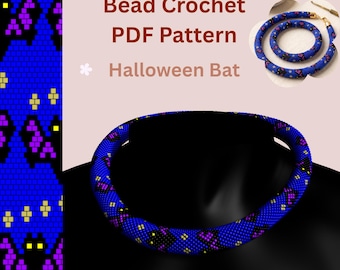 Halloween Bat Bead Crochet Rope Pattern PDF, Spooky Gothic Beaded Necklace Bracelet Pattern (Instant Download)