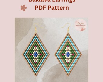 Baklava Brick Stitch Earring Pattern PDF, Diamond Beaded Earrings Pattern,  Digital Download
