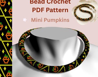 Halloween Mini Pumpkins Bead Crochet Rope Pattern PDF, Fall DIY Beaded Bracelet Necklace, Digital Download