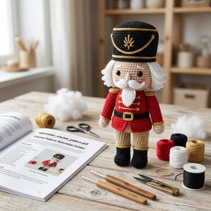 Modèle de crochet Casse-Noisette Amigurumi, poupée soldat de Noël pour débutant (PDF)