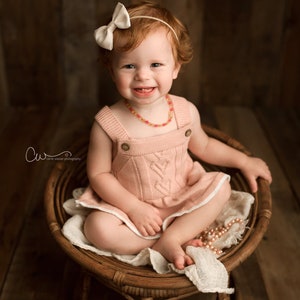 Baby Girl Knit Romper, Sitter Knit Outfit, Baby Girl Knit Ruffle Romper, Infant Photography Prop, Baby Photo Shoot Outfit, Knit Baby Outfit