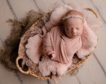 Olivia Textured Knit Wrap, Pink Knit Wrap, Pink Newborn Wrap, Pink Stretch Wrap, Newborn Photo Prop, Textured Stretch Wrap - 2 colors