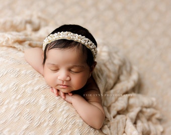 Penelope Beaded Headband, Newborn Photo Prop, Rhinestone Newborn Headband, Gold Rhinestone Band, Rose Gold Beaded Headband, Baby Headband