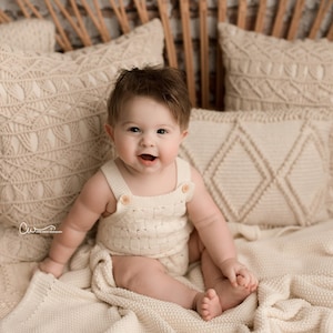 Baby Boy Knit Romper, Sitter Knit Outfit, Baby Boy Knit Romper, Infant Photography Prop, Baby Photo Shoot Outfit, Knit Baby Outfit