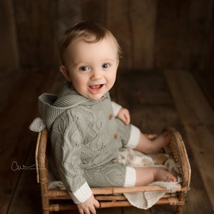 Baby Boy Knit Romper, Sitter Knit Outfit, Baby Boy Knit Romper, Baby Fotografie Prop, Baby Fotoshoot Outfit, Knit Baby Outfit afbeelding 8