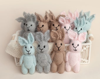 Neugeborenen Lovie, Neugeborenen Foto Prop, Strickhäschen Lovie, winzigen Häschen Neugeborenen Baby Prop, Angora Häschen Lovie