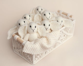 Newborn Lovie, Newborn Photo Prop, Knit Bunny Lovie, Tiny Bunny Newborn Baby Prop, Mohair Bunny Lovie