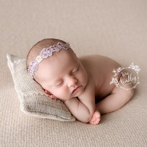 Iris Lace Headband, Lace Baby Headband, Baby Photo Prop, Purple Baby Halo, Lace Newborn Headband, Newborn Photography Prop, RTS