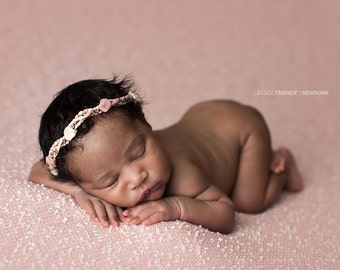 Newborn Rose Headband, Newborn Photo Prop, Pink Newborn Headband, Pink Rose Headband