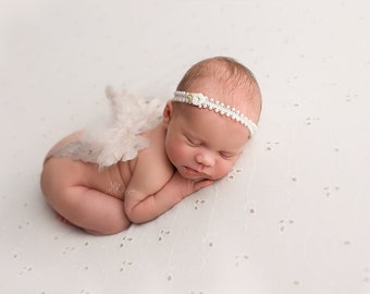 Madeline Pearl Headband, Newborn Photo Prop, Pearl Newborn Headband, Ivory Beaded Headband