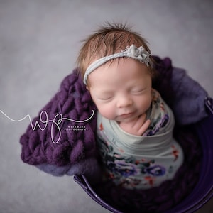 Calista Wrap, Floral Stretch Wrap, Gray and Purple Baby Wrap, Newborn Photo Prop, Floral Stretch Wrap, Floral Baby Wrap