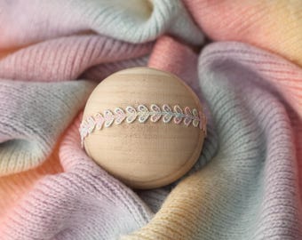 Pastel Rainbow Newborn Wrap and Headband Set: Newborn Photo Prop