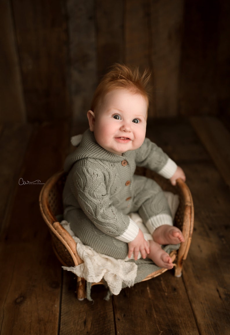 Baby Boy Knit Romper, Sitter Knit Outfit, Baby Boy Knit Romper, Baby Fotografie Prop, Baby Fotoshoot Outfit, Knit Baby Outfit afbeelding 5