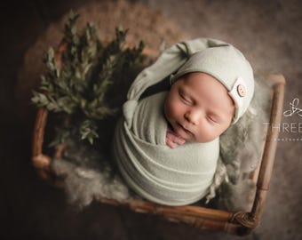 Cozy Sage Green Newborn Wrap, Soft and Fuzzy Newborn Wrap, Baby Photography Prop