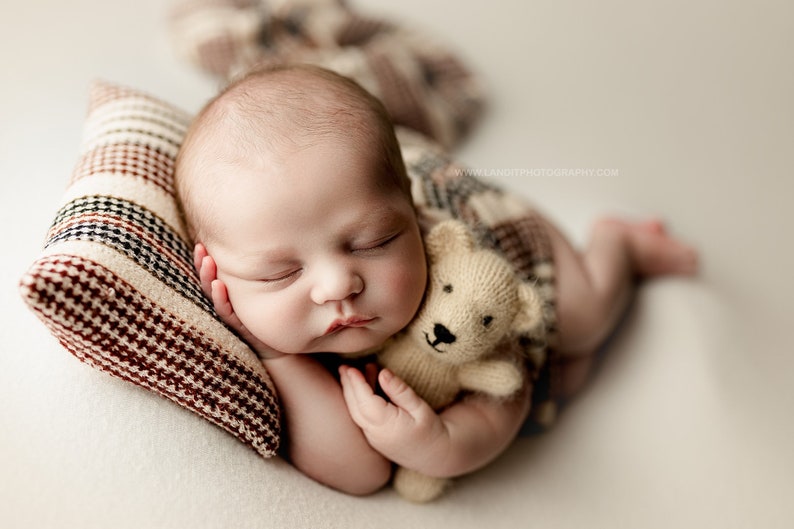Lovie recién nacido, accesorio fotográfico para recién nacidos, oso de punto Lovie, accesorio para bebés recién nacidos de osito, Angora Teddy Lovie, accesorio fotográfico para recién nacidos Beis