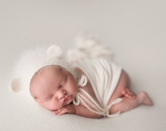 Cozy Knit Wrap, Soft Newborn Wrap, Stretch Knit Wrap, Newborn Photo Prop - creamy white