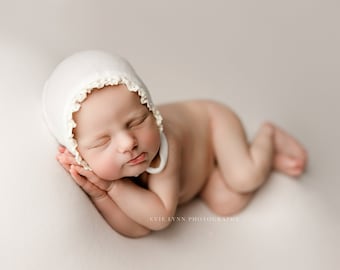 Fiona Newborn Bonnet: Fuzzy Ruffle Baby Bonnet - 6 Colors