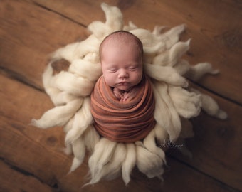 Newborn Sedona Knit Wrap, Orange Brown Striped Photo Prop