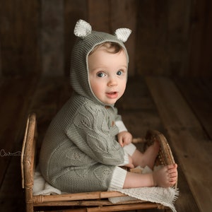 Baby Boy Knit Romper, Sitter Knit Outfit, Baby Boy Knit Romper, Baby Fotografie Prop, Baby Fotoshoot Outfit, Knit Baby Outfit afbeelding 4