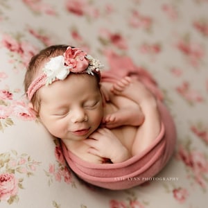 Cashmere Knit Newborn Wrap: Soft Pink Stretchy Photo Prop