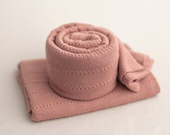 Rouge Pointelle Wrap, Pink Knit Wrap, Pink Newborn Wrap, Pink Stretch Wrap, Newborn Photo Prop, Textured Stretch Wrap