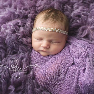 Dainty Baby Headband, Newborn Photo Prop, Beaded Baby Headband, Dainty Newborn Headband image 4