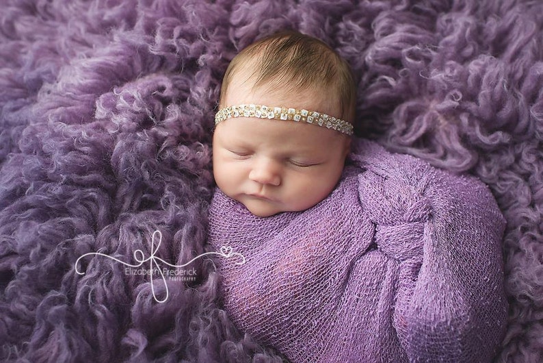 Dainty Baby Headband, Newborn Photo Prop, Beaded Baby Headband, Dainty Newborn Headband image 4