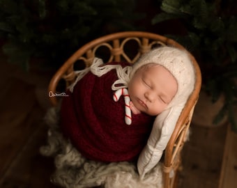 Avery Newborn Bonnet, Textured Baby Bonnet, Soft Baby Bonnet, Unisex Newborn Bonnet, Newborn Textured Bonnet, Newborn Hand Knit Bonnet
